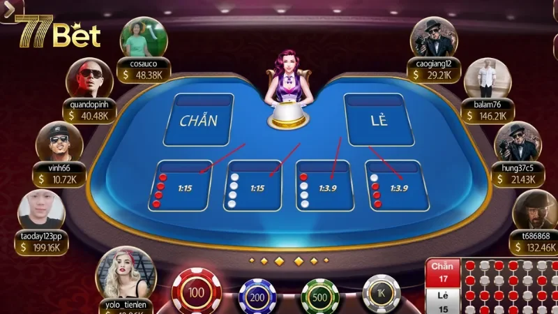 Tỷ lệ trả thưởng của các loại cược trong game xóc đĩa tại 77Bet